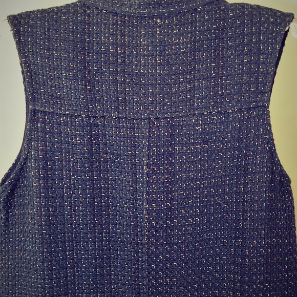 LOST APRIL ANTHRO Navy Metallic Tweed Fringe Dress - Picture 5 of 8